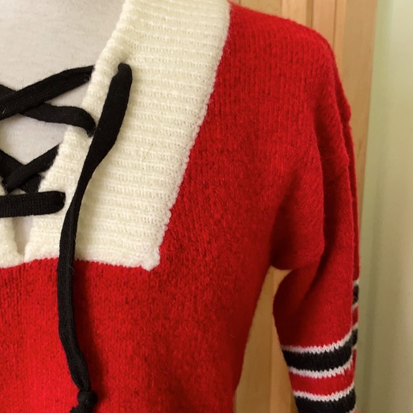 Please Red Wool Sweater, Size S - Picture 5 of 13